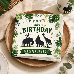 Safari Jungle Animals Birthday Napkin