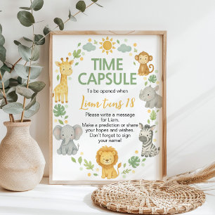 Safari Jungle Animals Birthday Time Capsule Sign