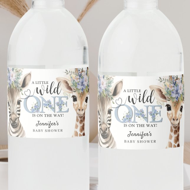 Safari Jungle Animals Boy Baby Shower  Water Bottle Label (Creator Uploaded)