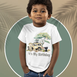 Safari Jungle Animals Cool Modern It's My Birthday Toddler T-Shirt