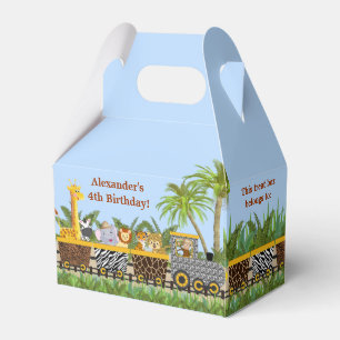 Safari Jungle Animals in Train Gable Favour Box