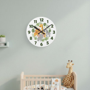 Safari Jungle Animals Kids Wall Clock