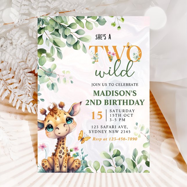 Safari Jungle Animals Two Wild 2nd Birthday Invitation (Creator Uploaded)