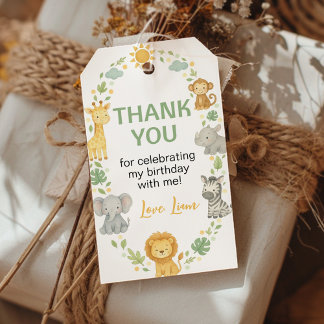 Safari Jungle Animals Wild One Birthday Thank You Gift Tags