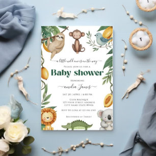 Safari Jungle Animals wild one boy Baby Shower  Invitation