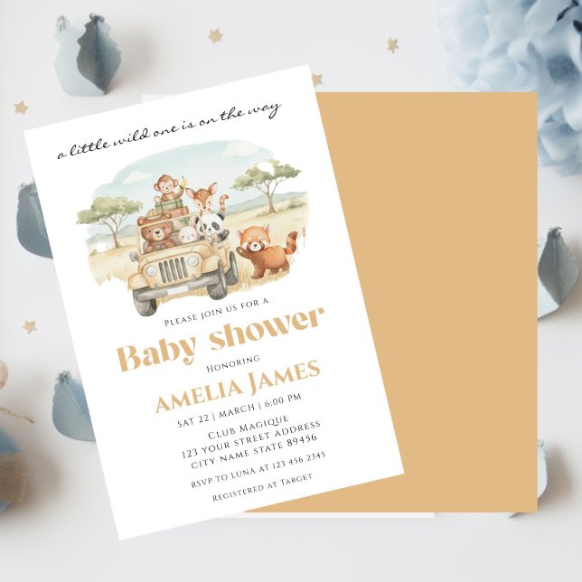 Safari Jungle Animals wild one boy Baby Shower  Invitation (Creator Uploaded)