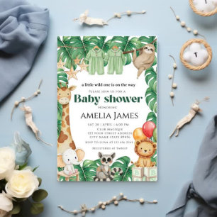 Safari Jungle Animals wild one boy Baby Shower  Invitation