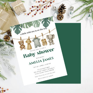 Safari Jungle Animals wild one boy Baby Shower  Invitation