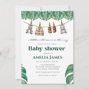 Safari Jungle Animals wild one boy Baby Shower  Invitation