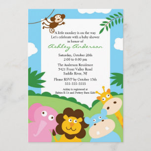 Safari Jungle Baby Animails Baby Shower Invitation