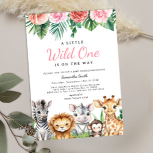 Safari Jungle Baby Girl Shower Tropical Invitation