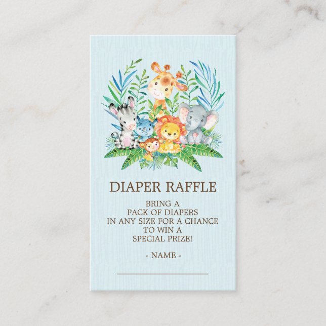 Safari Jungle Baby Shower Diaper Raffle Ticket Enclosure Card (Front)