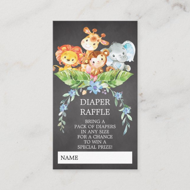 Safari Jungle Baby Shower Diaper Raffle Ticket Enclosure Card (Front)