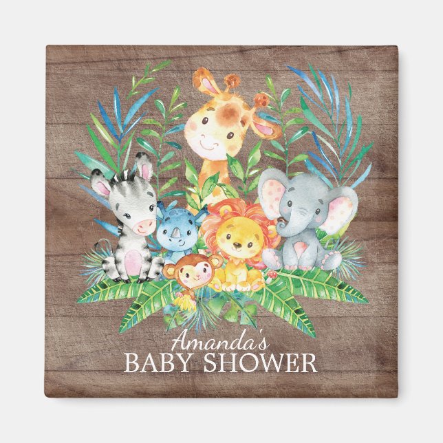 Safari Jungle Baby Shower Favour Magnet (Front)