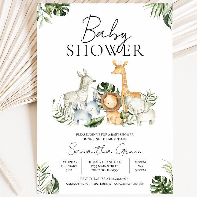 Safari Jungle Baby Shower Invitation (Creator Uploaded)