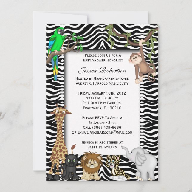 Safari Jungle Baby Shower Invitation (Front)