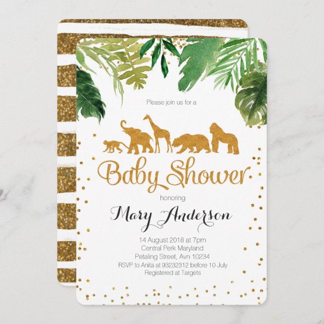 Safari Jungle Baby Shower Invitation (Front/Back)