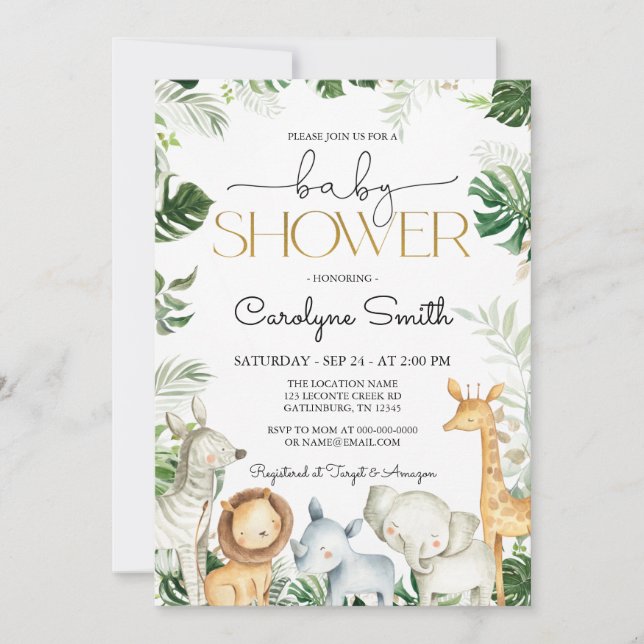 Safari JUNGLE Baby Shower Invitation (Front)