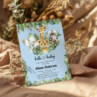 Safari Jungle Baby Shower Invitation – Cute Animal