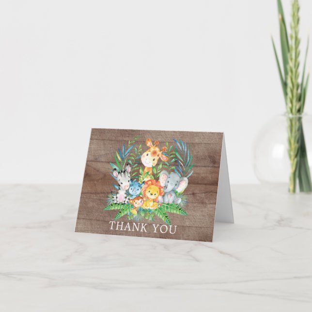 Safari Jungle Baby Shower Thank You Note (Front)