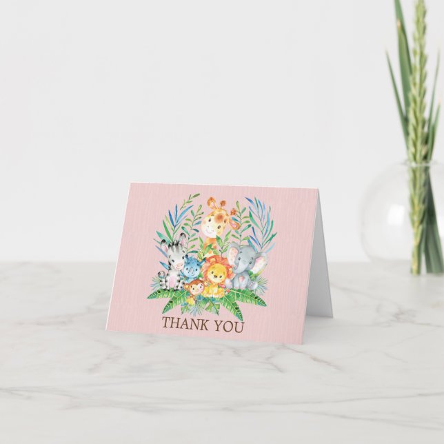 Safari Jungle Baby Shower Thank You Note Card (Front)