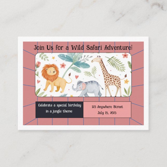 Safari Jungle Birthday  Enclosure Card (Front)
