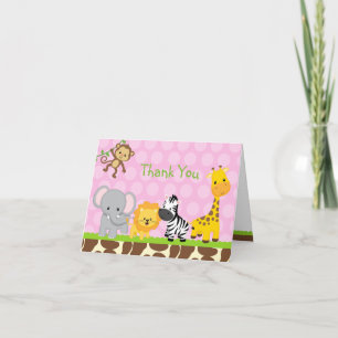 Safari Jungle Birthday Folded Thank You Note Cards