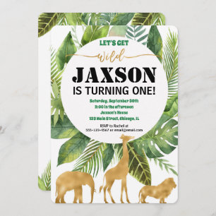 Safari jungle birthday invitation for boy wild one