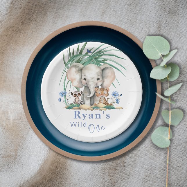Safari jungle Birthday Paper Plate (Safari Jungle Wild One Party Animals Personalizable Birthday Paper Plate)