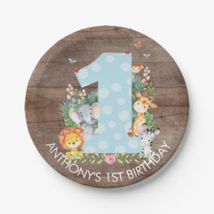Safari Jungle Boys 1st Birthday 7" Plate