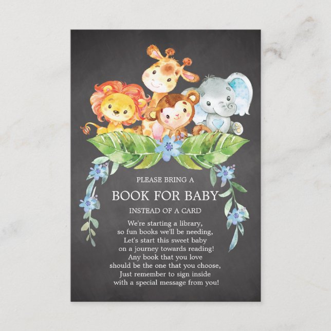 Safari Jungle Boys Baby Shower Book for Baby Enclosure Card (Front)