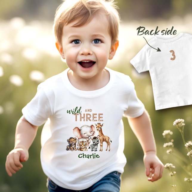 Safari Jungle Cute Animals Wild Three 3rd Birthday Toddler T-Shirt (Safari Jungle Cute Animals Wild Three 3rd Birthday Toddler T-shirt)