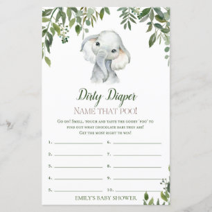 Safari Jungle Elephant Baby Shower Game PRINTED