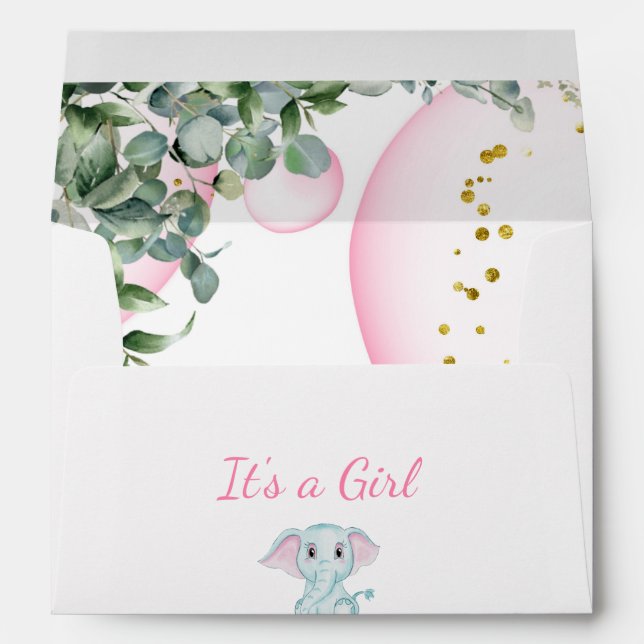 Safari Jungle Elephant Eucalyptus Baby Shower Envelope (Back (Bottom))