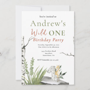 Safari Jungle First Birthday Party Design Invitation
