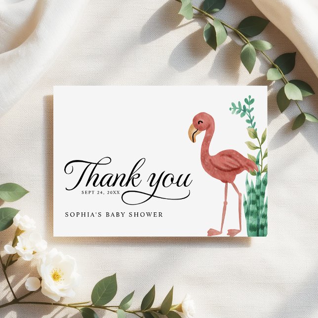 Safari Jungle Flamingo Boys Baby Shower Thank You Card (Creator Uploaded)