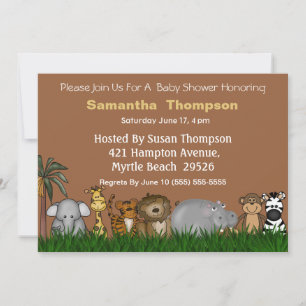 Safari Jungle Friends Baby Shower Invitation