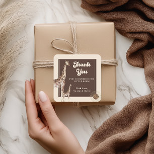 Safari Jungle Giraffe Baby Shower Thank You Square Sticker