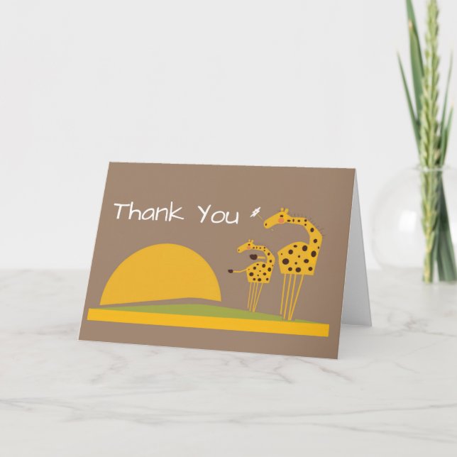Safari jungle giraffe thank you card (Front)