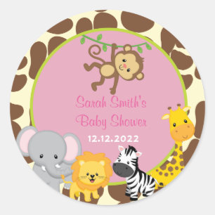 Safari Jungle Girl Baby Shower Favour Tags