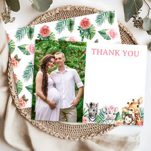 Safari Jungle Girl Baby Shower Thank You Card 