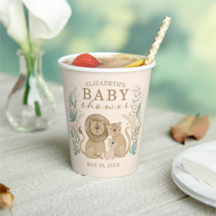 Safari Jungle Lion Boy Baby Shower Paper Cups