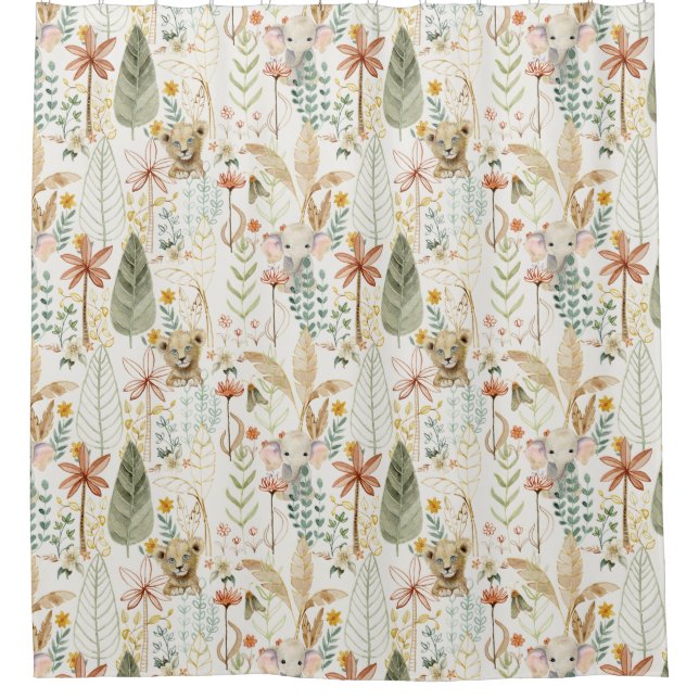 Safari Jungle Little Lion King Boy Baby Nursery Shower Curtain (Front)