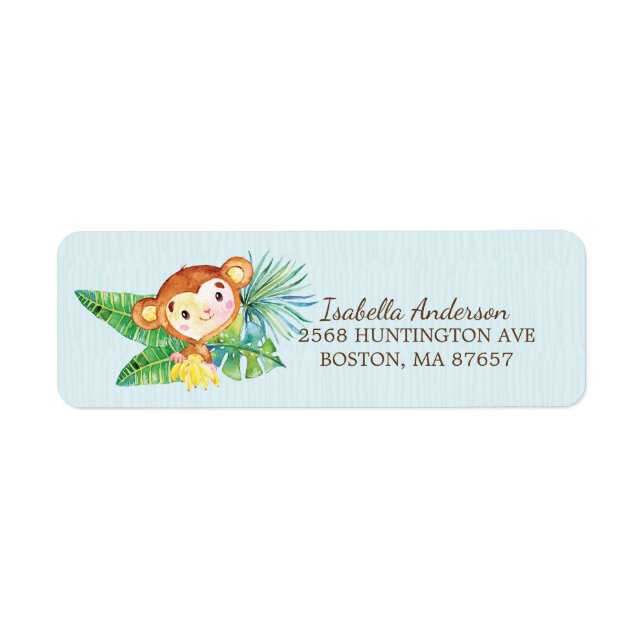 Safari Jungle Monkey Baby Shower Address Label (Front)