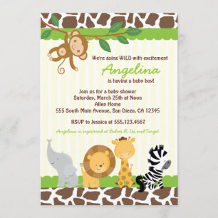 Safari Jungle Monkey Baby Shower Invitations