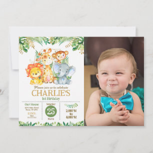Safari Jungle Party Tropical Greenery Birthday Invitation