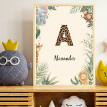 Safari Jungle Personalised Name Monogram A Nursery