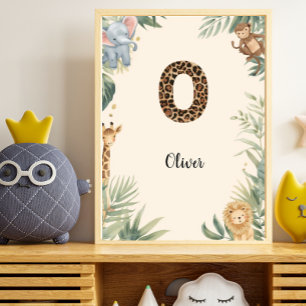 Safari Jungle Personalised Name Monogram O Nursery Poster