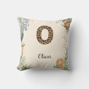 Safari Jungle Personalized Name Monogram O Nursery Cushion