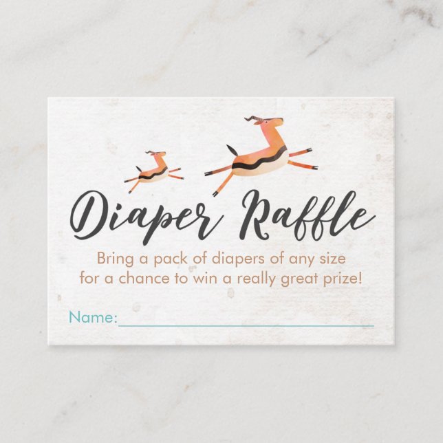 Safari & Jungle Theme Diaper Raffle Enclosure Card (Front)